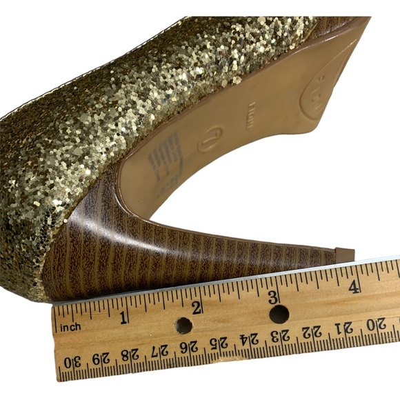 FIONI Gold Sparkle Open Toe Stiletto Heel Size 7 - Picture 7 of 8